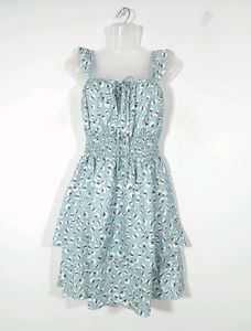 Ivory Blue Printed summer Dresses(Women's)