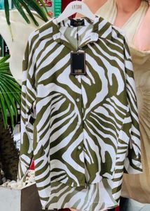 La Tune Zebra Print Button-Down Shirt