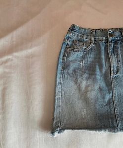 DENIM SHORT SKIRT -Blue