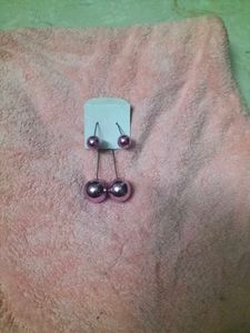 Purple Ball Drop Earrings