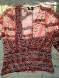 Patterned Button-Down Top