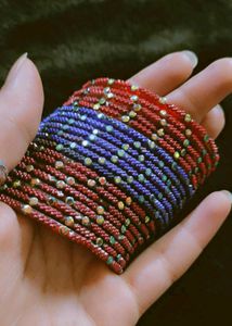 Red Blue Maroon Bangles Set