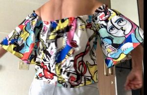 Unique Print Off Shoulder Top