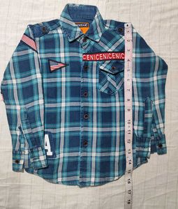 Blue Check Shirt with Patches