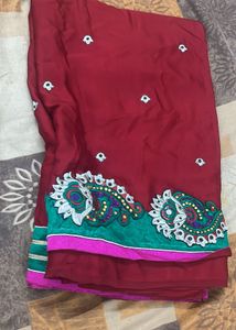 Elegant Maroon Saree