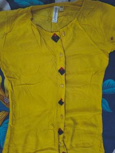 Yellow Embroidered Kurti