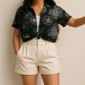 Floral Black Shrug Type Shirt For Summers