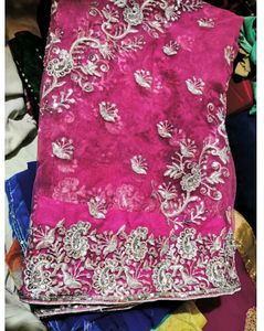Elegant Pink Embroidered sar