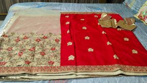 Heavy Wedding Wear Sari With Blouse