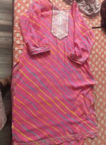 Pink Striped Kurta Set