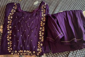 purple elegant kurta pant set