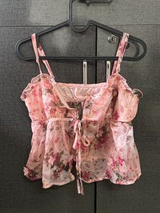 Floral Ruffled Corset Top