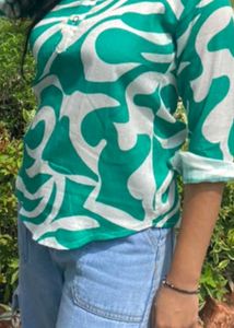 Green Print Aesthetic Shirt