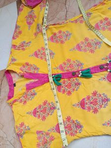 Yellow Printed Kurta