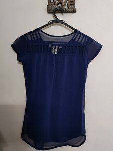Blue Top With Beautiful Back Design