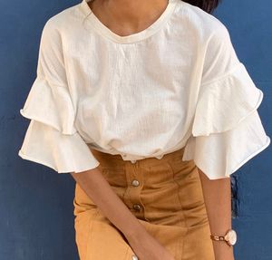Frill Hand White Top