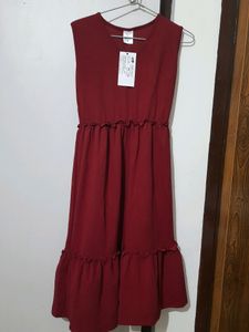 Dhunki women A line Maroon dress