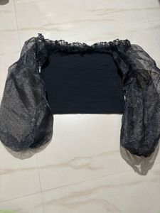 Chic Black Top with Sleeves