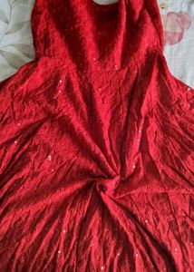 Red Embroidered Kurta Set with dupatta