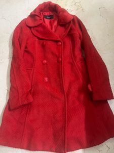 Elegant Red Wool Blend Coat