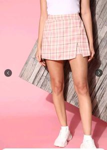 Berrylush Pink Plaid Mini Skort