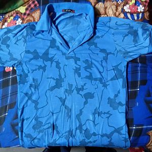 Blue Patterned Polo T-Shirt