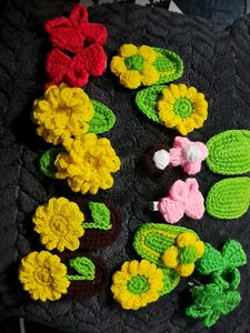 Crochet Flower Hair Clips