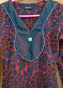 Woolen Red Kurta Set