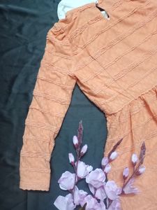 Vintage Dark Peach Lace Dress with collar