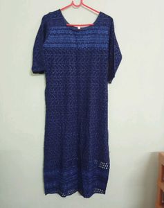 Navy Blue Kurti With Embroidery Work