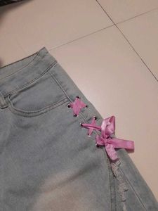 Lace-Up Flare Jeans