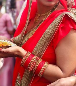 Red &amp; Gold Saree Fabric