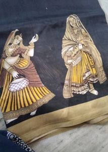Black Colour Cotton Saree