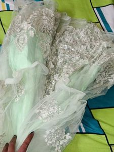 Pista Green Wedding Reception Frock