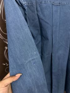 Denim Mandarin Collar Shirt