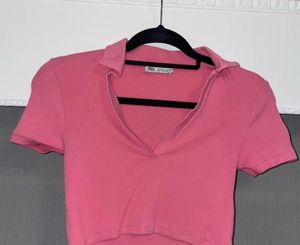 Zara Collar Fitted Crop Top