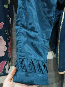 Teal Blue Kurti Pant Wedding Wear Set