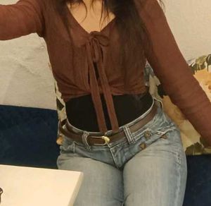 Brown sheer pull over