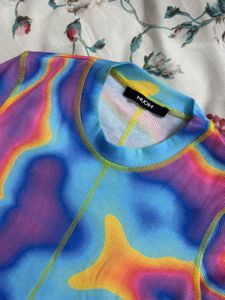 Ribbed Print Top
