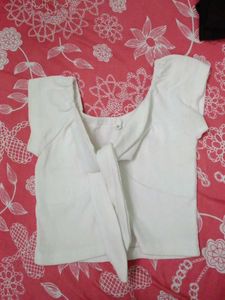 Cute White Tie-Front Crop Top