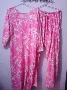 Salwar Kameez Kurta Set Pink Gulabi Safed 2xl