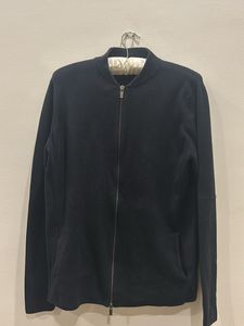 Black Korean Collar Zip Sweats