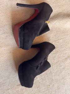 Black Suede Platform Booties
