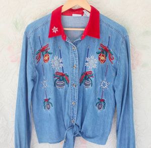 Front Tie Embroidered Shirt