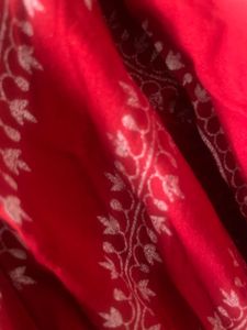 Red Printed Maternity Gown With Front Zip