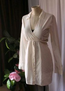 H&amp;M White Cutout Mini Dress