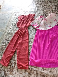 Floral Pleated  3 combo dress 1jump suite