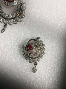 Ruby Pendant Earring Set