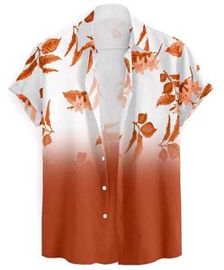 Ocean Breeze Gradient Leaf Printed Casual Shirt&#34;