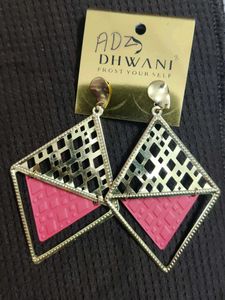 Pink And Golden Earrings